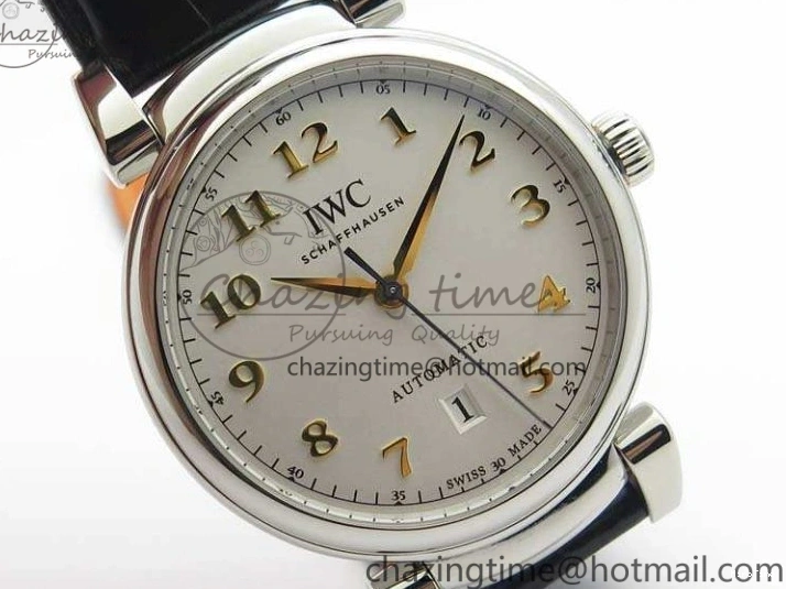MIROTIME 0415 WaterResistant Da Vinci IW356601 SS MKF 1:1 Best Edition White Dial On Black Leather Strap A 7232